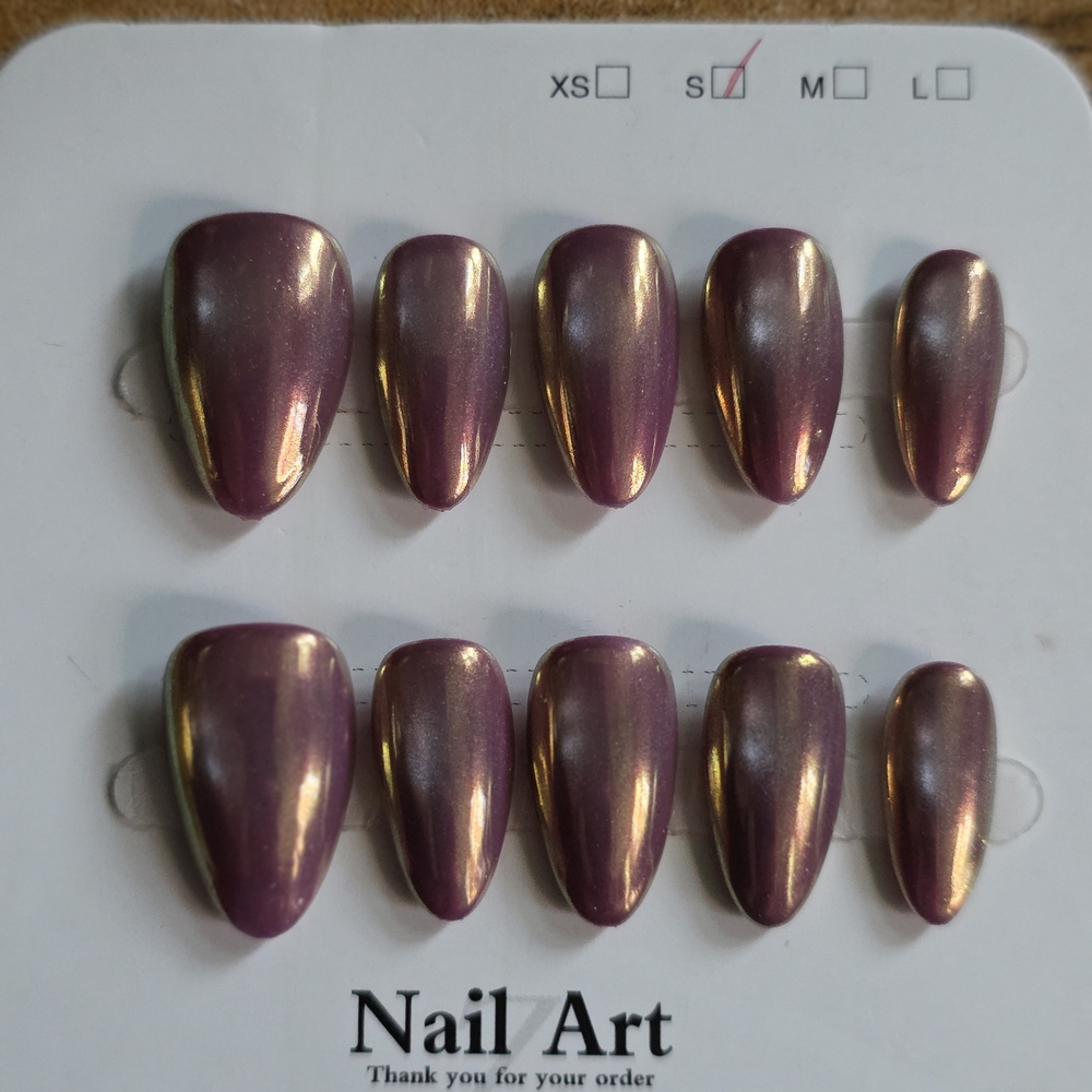 10. Purple and Gold Chrome Press on